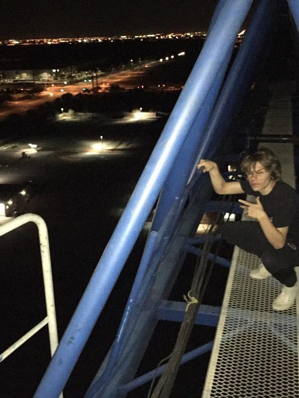 coming to you live from on top of a crane (that's a picture of connor, not me)