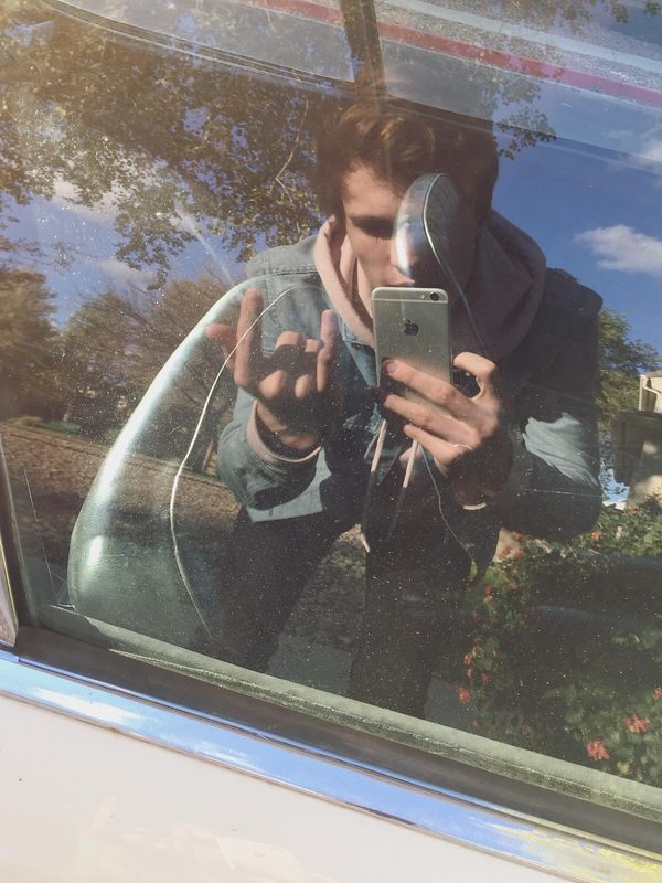 this window belongs to a vintage porsche